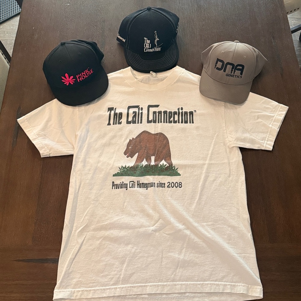 Cali Connection Bundle Shirt, Grass Roots Hat 7 5/8 DNA Genetics, Pink House Hat - Picture 2 of 14